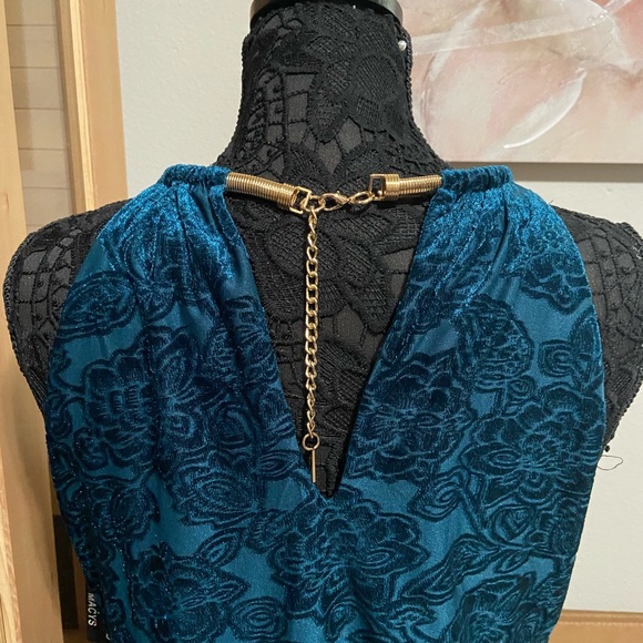 KENSIE Teal Velvet Print Mini Sheath 12. NWT - Picture 5 of 6